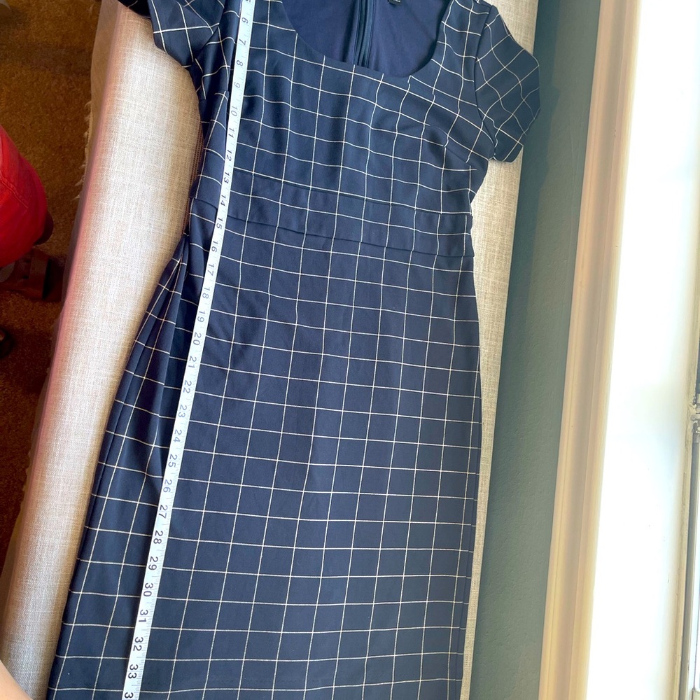 Ann Taylor Sz 4P Navy Blue Plaid Dress - Picture 6 of 10